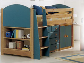 Verona Midsleeper Set with Cupboard | Blue Finish